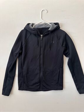 Under Armour Black Hooded Performance Zip Jacket with Gray Lining